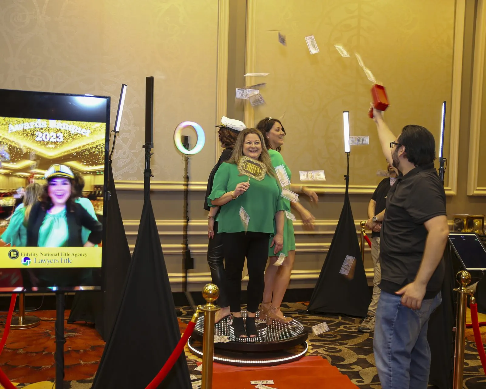 360 video booth ready for guests at an event